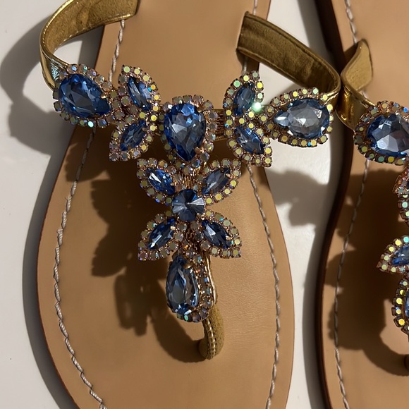 Blue Rhinestone Sandals - Picture 2 of 4